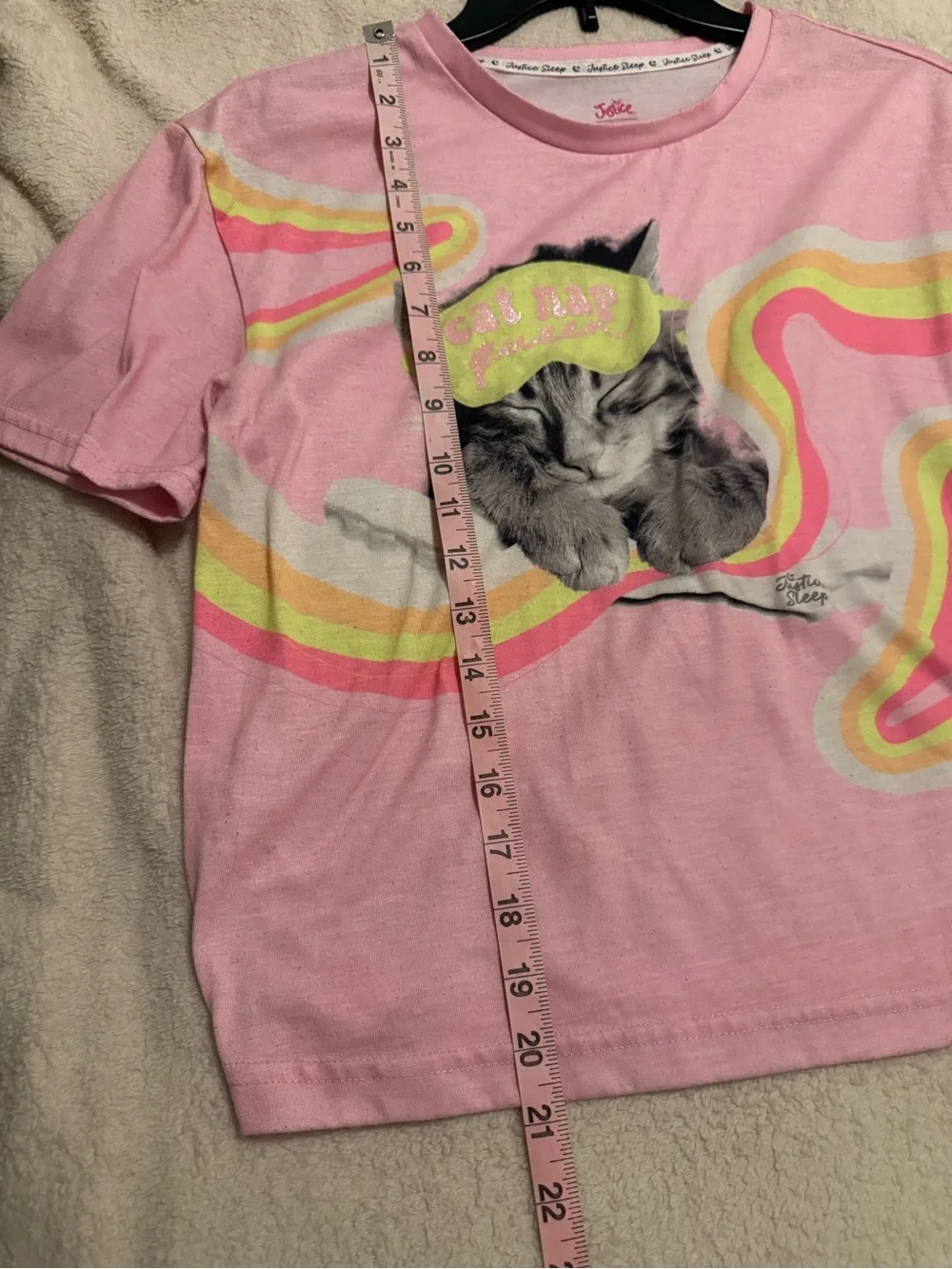 Justice Sleep Girls Cat Nap 2-Piece Pajama Set – Size Large (12/14) 🩷🐱
